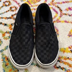 Black Checkered Slip-On Vans Sneakers
